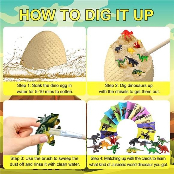 Dinosaur Egg-Jumbo Dino Egg Dig Kit - Dinosaur Toys -12 Unique Surprise Dinosaur - Picture 4 of 6